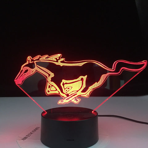 Colors Changing Running Horse Logo LED Night light USB Novelty Gift 3D Desk Table Lamp USB touch Baby Sleeping Home Decoration