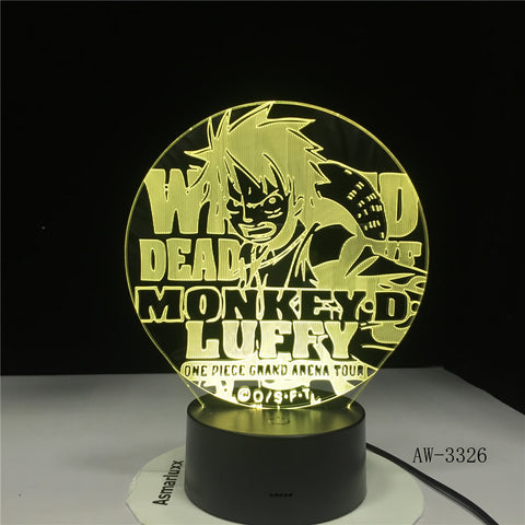 3D Led Vision Anime Luffy Modelling Night Light Usb One Piece Table Lamp 7 Colors Changing Home Decor Light Fixtures AW-3326