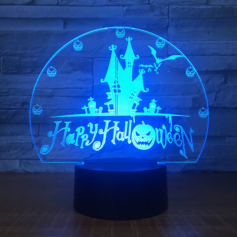 Happy Halloweens Gift 7 Colors USB Visual Castle Bats Nightlight Desk Lamp 3D Led Home Decor Holiday Decor Light Fixtures