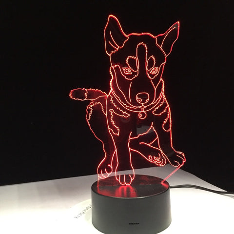 Husky Dog 3D LED lamp 7 Colors Lighting Children's Bedside Sleep Room Table Desk Modelling USB Changing Night Light Decor Gifts