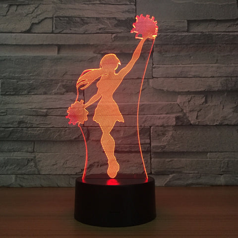 Cheerleader Girl 3D LED Lamp Cool Night Light 7 Colors Visual Sleeping Desk Lamp Home Decor Fixture Novelty Team Match Gifts