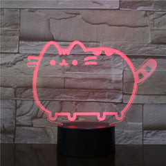 Fat Cat 3D Night Light Animal Changeable Mood Lamp LED 7 Colors USB Illusion Table Lamp For Home Decorative As Kid Toy Gift 2849