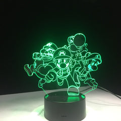 Super Mario Bros Luigi Toad Dragon 3D Desk Table Light Lamp USB Acrylic Super Gift for Children Baby Sleep Lamp Nursery Light