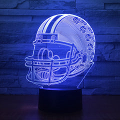 American Football Helmet Sports Caps 3D Lamp Team Logo Multicolors Lava LED Lighting Night Luminaria Best Fans Gift
