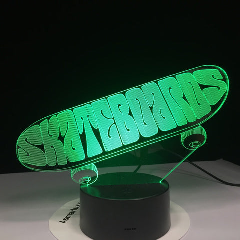 Sporting Skateboard 3D LED USB Lamp Tridimensional Innovative Desktops Downlights RGB controller Mood Touch Remote Decor GX1956