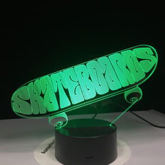 Sporting Skateboard 3D LED USB Lamp Tridimensional Innovative Desktops Downlights RGB controller Mood Touch Remote Decor GX1956