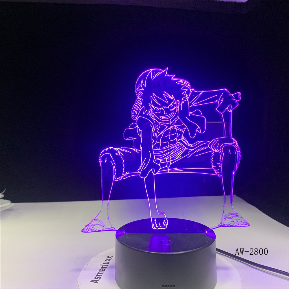 One Piece Luffy Table Lamp 3D LED Touch Switch Night Light Anime USB 7 Colors Atmospheres Decor LED Lighting Decor Gifts AW-2800