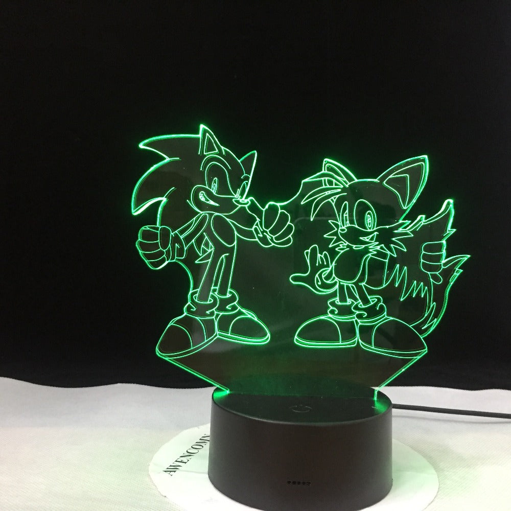 Super Sonic Team 3D Visual Illusion LED Sonic The Hedgehog Night lights Usb Led Light Lamp For Christmas Gift Dropshipping