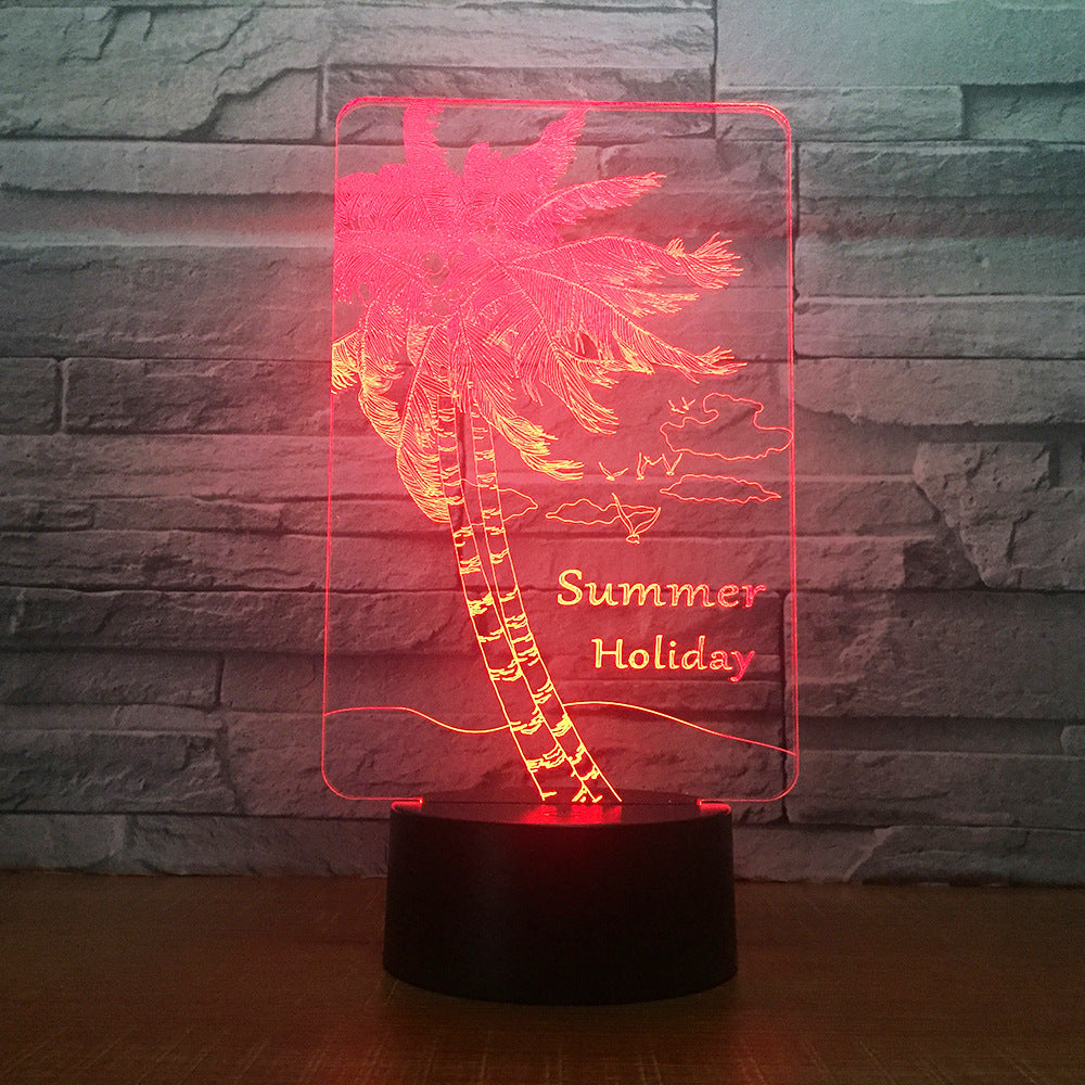 Summer Holiday Coconuts Tree Shape 3d lamp Table Lamp Acrylic Creative Decorations Bedroom Sleeping Nightlight Gift Dropshipping