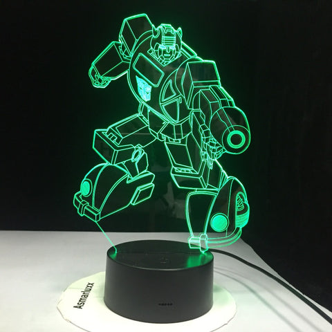 New Robot colorful 3D led night light 7 Colors auto Changing 3D Illusion lamp kids/baby bedroom bedside table lamp Transformers