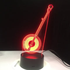 Chinese Banqin Guitar Model Desk Table Lamp Creative Musician Gift 3D Illusion Lamp LED Light for Household Decorate Lamp