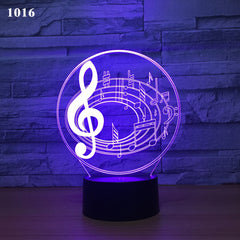Musical Guitar Drum Set Saxophone Music Notes 3D Night Lamp 7/16 Colors Remote Kids Friends Gift Toys Fashion Decor Dropshipping
