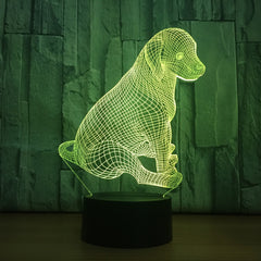 Cute Labrador Dog Lamp 3D Night Light Kids Toy LED 3D Touch Table Lamp 7 Colors Flashing LED Light Christmas Decoration