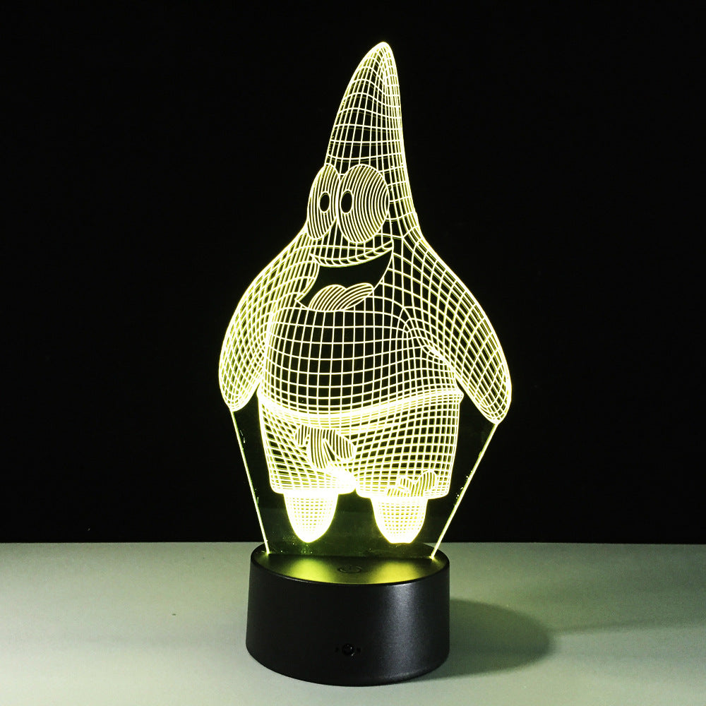 Cartoon Patrick Star Acrylic 7 Colors Desk Lamp 3D Lamp Novelty Led Night Light Spongebob Square Pants LED Vision Stereo Lamp