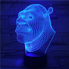 Shrek Face- 3D Optical Illusion LED Lamp Hologram