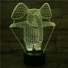 Elephant - 3D Optical Illusion LED Lamp Hologram