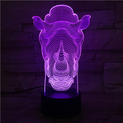 Rhino - 3D Optical Illusion LED Lamp Hologram