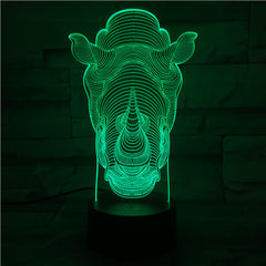 Rhino - 3D Optical Illusion LED Lamp Hologram