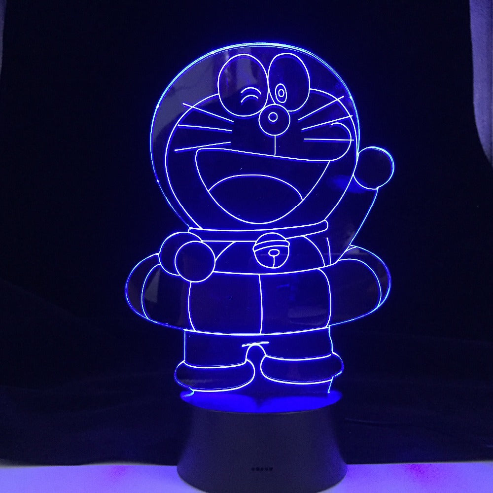 Doraemon 3D Night Light LED Cartoon Lampara Illusion Children Kids Gift Decorative Lights Animal Cat Desk lamp Bedside Decor