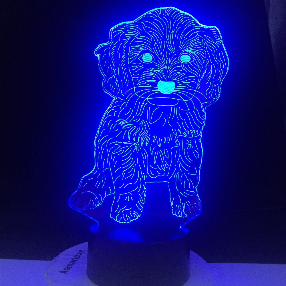 Dog 7 Colors 3D Lamp Changing Night Light Touch Remote Base Gifts For Children Bedroom Decor Acrylic Plate Support USB Charging