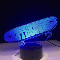 Sporting Skateboard 3D LED USB Lamp Tridimensional Innovative Desktops Downlights RGB controller Mood Touch Remote Decor GX1956