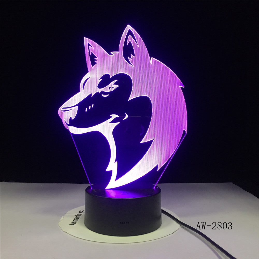 3D Animal Wolfs Head Table Lamp LED USB Creative Baby Sleep Night Light Bedside Light Fixture Bedroom Decor Kids Gifts AW-2803