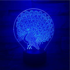 Peacock - 3D Optical Illusion LED Lamp Hologram