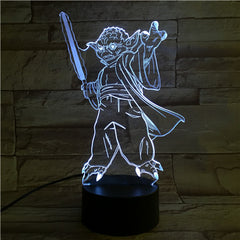 Master Yoda - 3D Optical Illusion LED Lamp Hologram