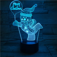 X-Mass Snowman - 3D Optical Illusion LED Lamp Hologram
