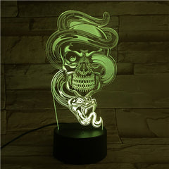 Skull with Snake - 3D Optical Illusion LED Lamp Hologram