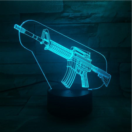 Machine Gun - 3D Optical Illusion LED Lamp Hologram