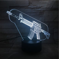 Machine Gun - 3D Optical Illusion LED Lamp Hologram