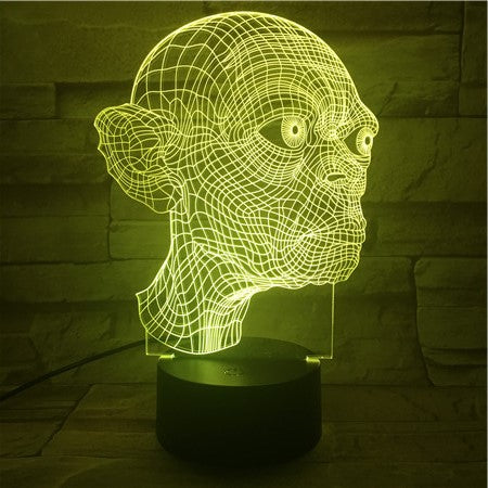 Golum Face - 3D Optical Illusion LED Lamp Hologram