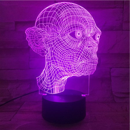 Golum Face - 3D Optical Illusion LED Lamp Hologram