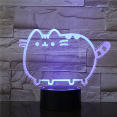 Fat Cat 3D Night Light Animal Changeable Mood Lamp LED 7 Colors USB Illusion Table Lamp For Home Decorative As Kid Toy Gift 2849