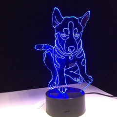 Husky Dog 3D LED lamp 7 Colors Lighting Children's Bedside Sleep Room Table Desk Modelling USB Changing Night Light Decor Gifts