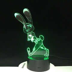 Crazy Animal City Judy Rabbit Night Light for Children Colors Changing Gift Nightlights Cartoon 3D Led Night Light Dropship 515