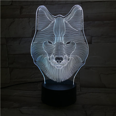 Wolf - 3D Optical Illusion LED Lamp Hologram