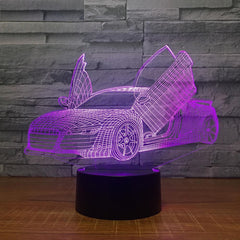 Multi Choice Cool Sports Car Auto 3D Night Light Novelty 7 Colors Changing LED Desk Table Lamp 3D Illusion Lamps For Boys Gifts