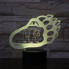 Bear Design Paw Shape LED 3D Night Light with 16 Colors Remote Change Kids Sleeping Night Atmosphere3D-2248 Dropshipping