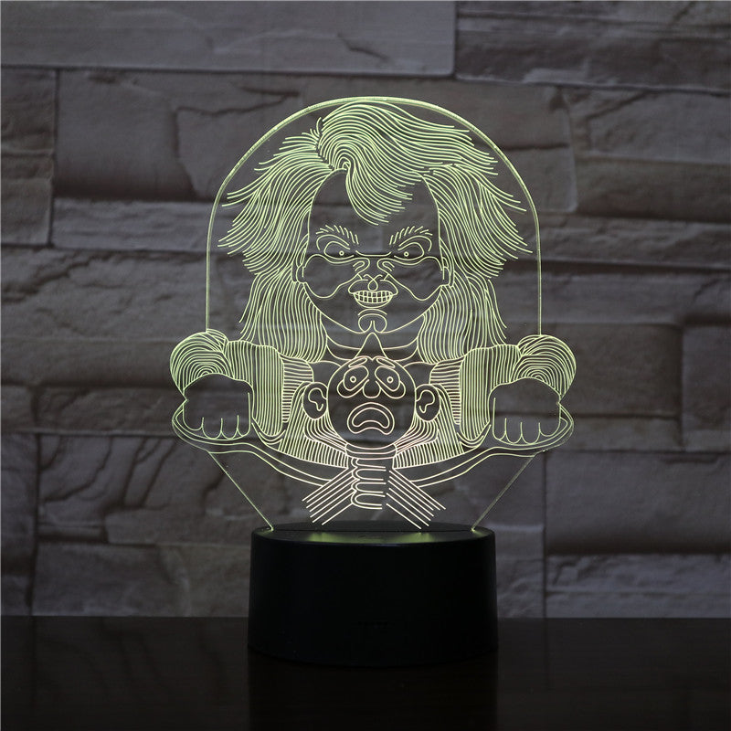 Horror Doll 3D Lamp Halloween Present for Children Awesome Decoration for Living Room 7 Color with Remote Led Night Light Lamp