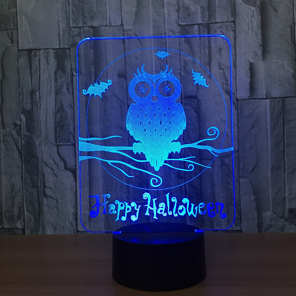 Happy Halloween Owl 3D LED Lamp 7 Colors Visual Led Night Lights for Kids Touch USB Table Lampara Lampe Baby Sleeping Nightlight