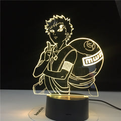 3D Lamp NARUTO Gaara Figure Children's Night light LED Anime Japanese Manga Battery Lamp Baby Sleep Nightlight Best Gift