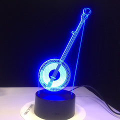 Chinese Banqin Guitar Model Desk Table Lamp Creative Musician Gift 3D Illusion Lamp LED Light for Household Decorate Lamp