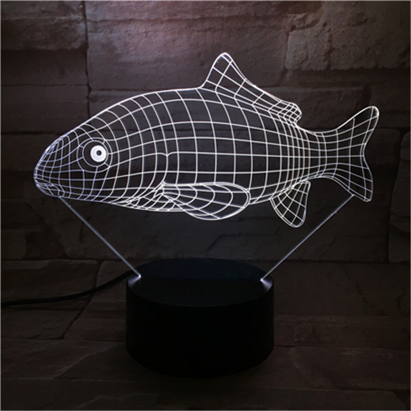3D Carp Shape Animal 7 Color Changing Night Light Bedroom Bedside Christmas Lamp Light Novelty Fish Lighting 463