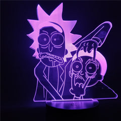 Rick and Morty Cartoon 3d LED Night Light Children Night Lamp with 7/16 Colors Change LED Table Lamp for Bedroom Xmas Gift