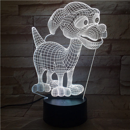 Cartoon 3D Cute Dog Night Lamp 7 Color Change Acrylic Remote Touch Desk Lamp Christmas Decorations For Home 510
