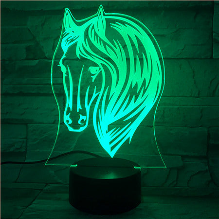 3D Night Lamp Pony Horse 7 Color Change USB Acrylic Small Light Home Atmosphere Lamp For Kids' Toys And Gifts 521