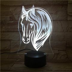 3D Night Lamp Pony Horse 7 Color Change USB Acrylic Small Light Home Atmosphere Lamp For Kids' Toys And Gifts 521