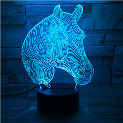 Acrylic Colorful Horse Head Color Changeable 3D LED Touch Remote Control Lamp Novelty Gifts Holiday Home Bedroom Decor 527